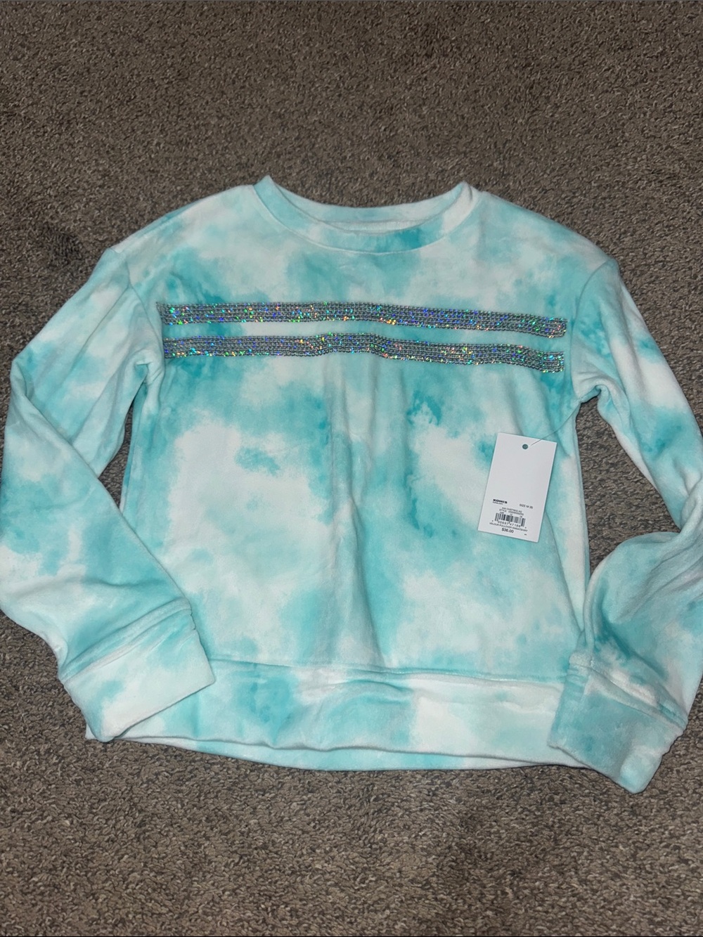 NWT SO Velour Tie-Dye Sparkle-Trim Sweatshirt